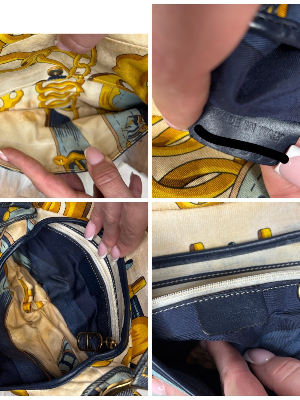💙 RARE✨ Dior Blue Saddle Satin Chain Print Bag - Picture 16 of 17